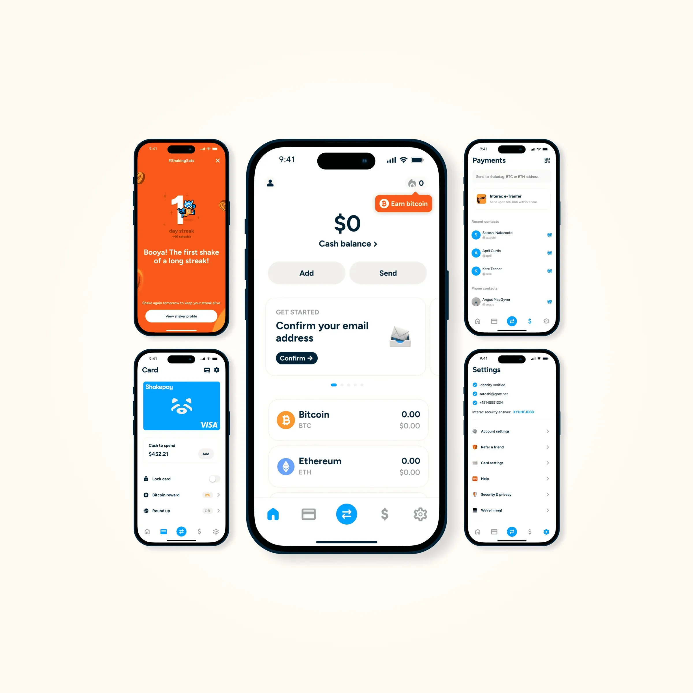 Shakepay redesign screens